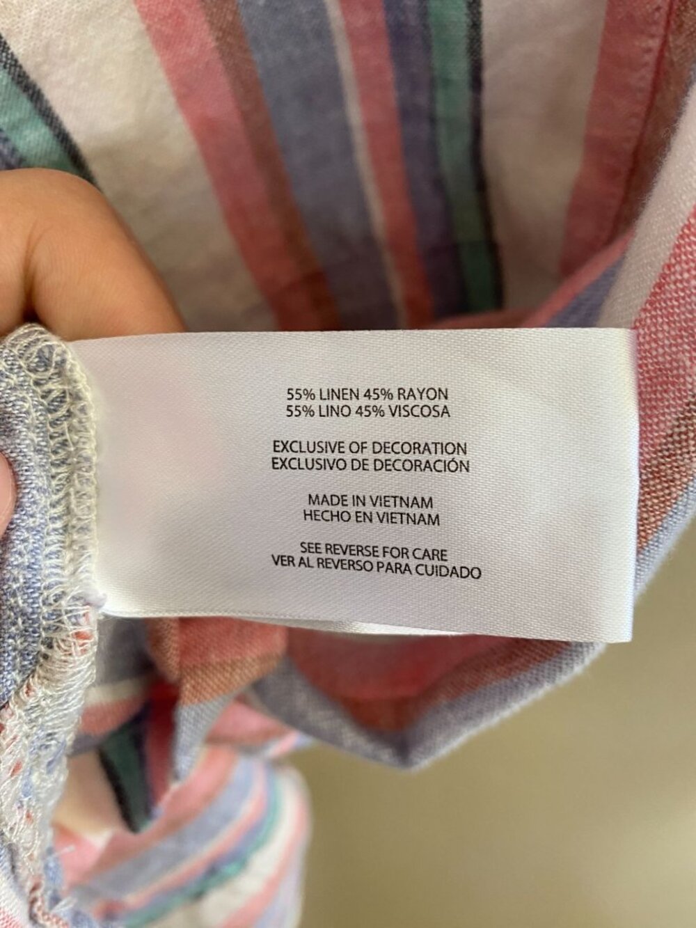 Orvis Womens Striped Linen Blend Short Sleeve Shirt XXL blue pink Casual - Picture 4 of 7